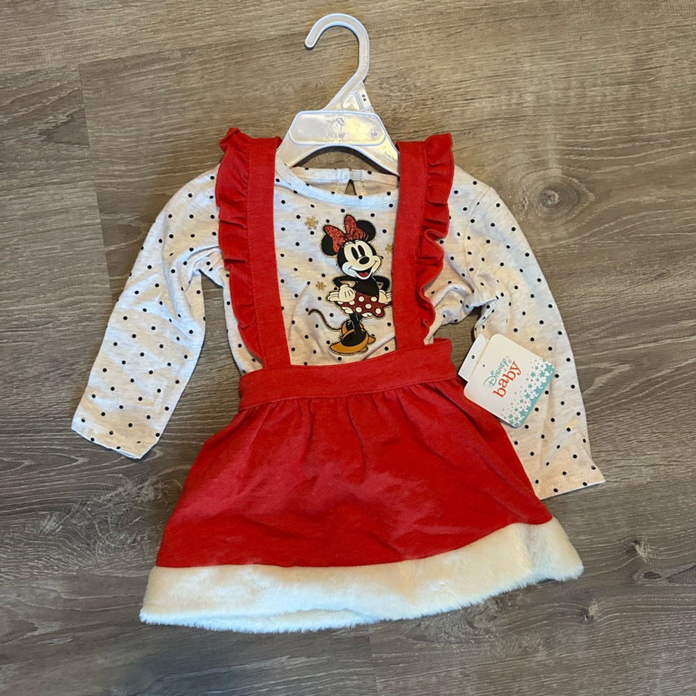 Disney Minnie Mouse Baby Infant Holiday Christmas Winter Santa Dress Outfit 18 m